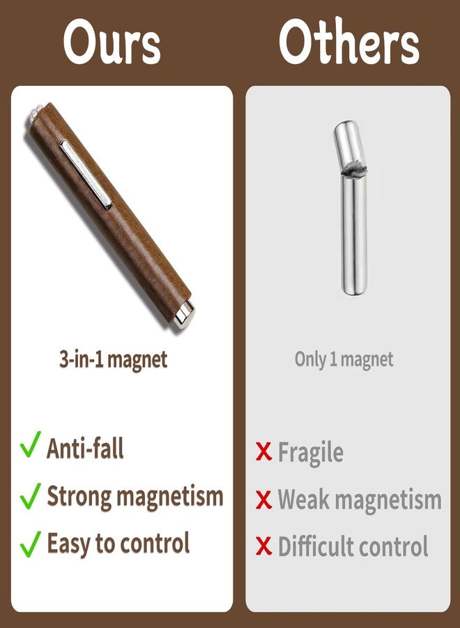 uadbau Cat Eye Magnet for Nails, Multi-Functional Wooden Handle Nail Magnet Pen, 3-in-1 Cylindrical Art DIY Tool for Stunning Cat Eye Gel Polish Design (Black Walnut) - Image 2